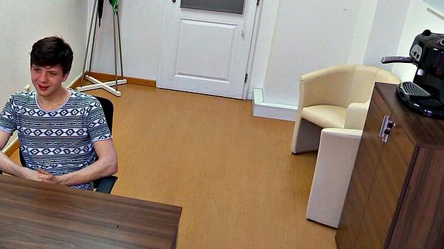 Real amateur twink gets his ass fucked to get job