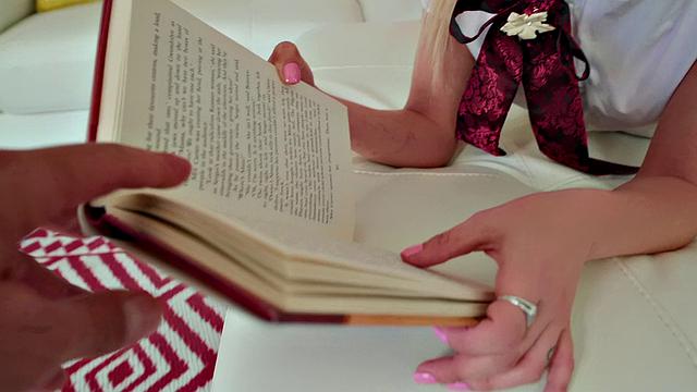 Watch this nerdy cutie get her tight pussy pounded by a huge cock