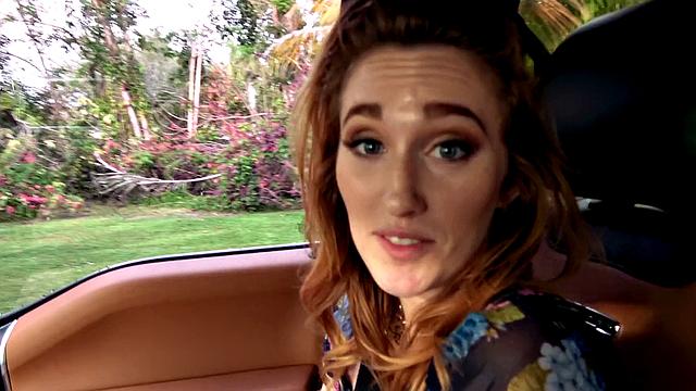 Watch this inked-up babe take a hard pounding in the parking lot and get a facial in reverse cowgirl