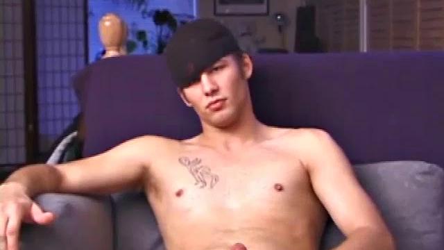 Cocky skater boy Stephan tsrips naked and cues up some porn, as he lubes up and plays with his cock. After giving himself long and slow strokes, Stephan blasts his cum load out onto his skateboard.