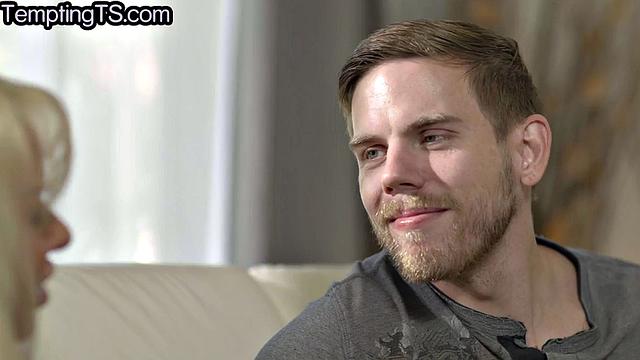 Blonde TS diva gets fucked by handsome BF