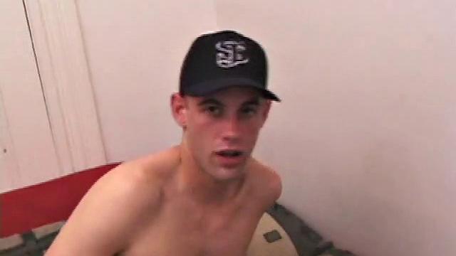 Once naked and lubed up, Nick shows off a pretty sizeable cock. He fingers his hairy ass, but that's not as far as this straight boy will go in the anal department.