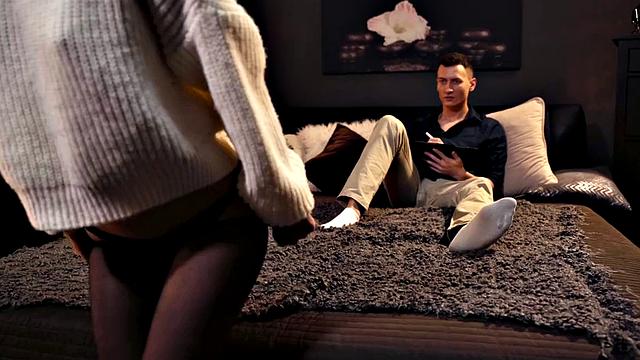 Perfect petite babe seduces man with riding skills