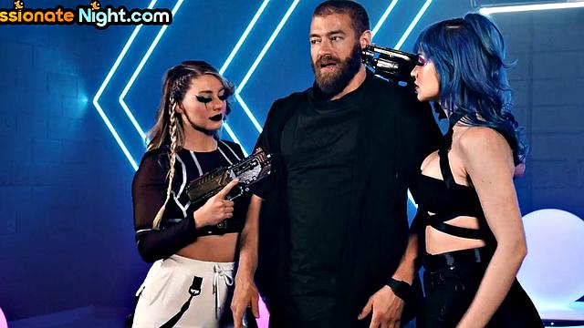 Big-titted lesbian pleasing her lover in hot affair