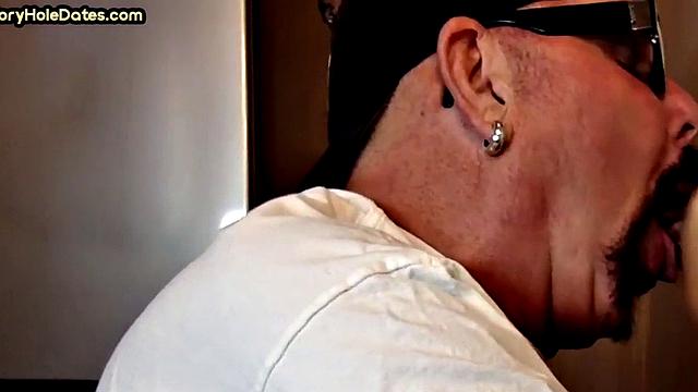 Homemade gloryhole cum in mouth DILF sucks hard cock