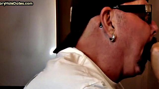 Homemade gloryhole cum in mouth DILF sucks hard cock