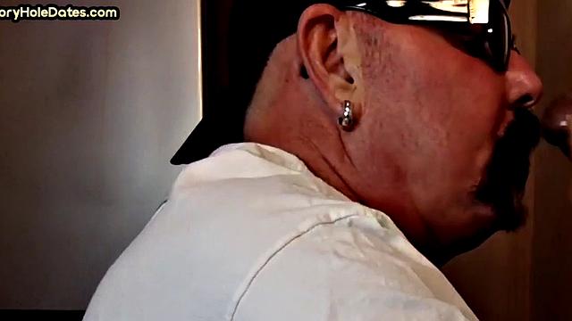 Homemade gloryhole cum in mouth DILF sucks hard cock