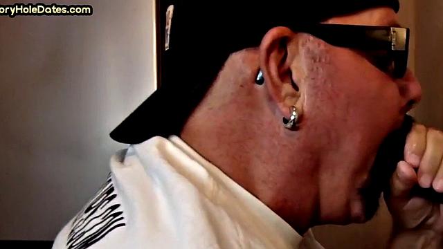 Homemade gloryhole cum in mouth DILF sucks hard cock