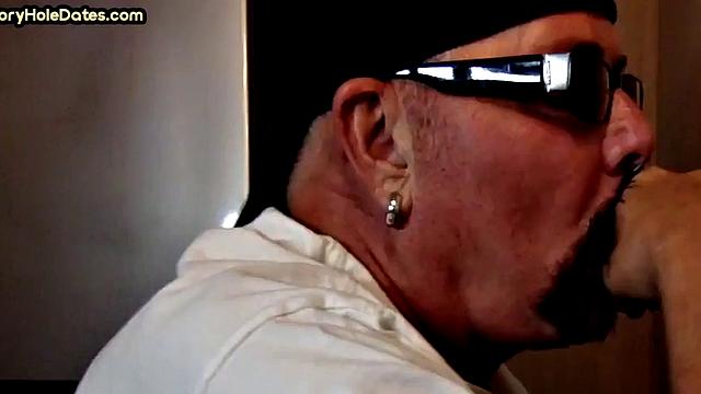 Homemade gloryhole cum in mouth DILF sucks hard cock