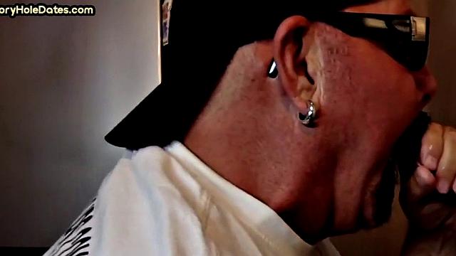 Homemade gloryhole cum in mouth DILF sucks hard cock