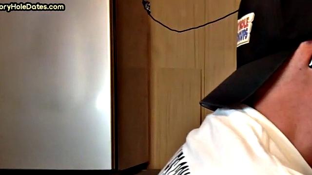 Homemade gloryhole cum in mouth DILF sucks hard cock