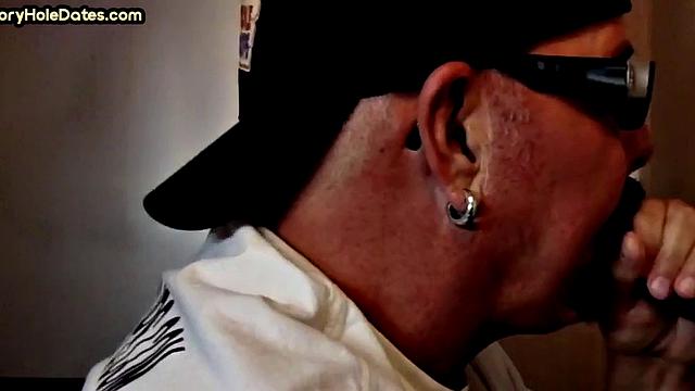 Homemade gloryhole cum in mouth DILF sucks hard cock