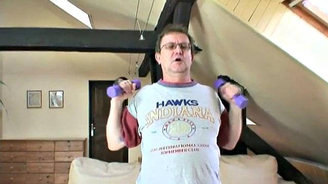 Teen fucks gramps' dick