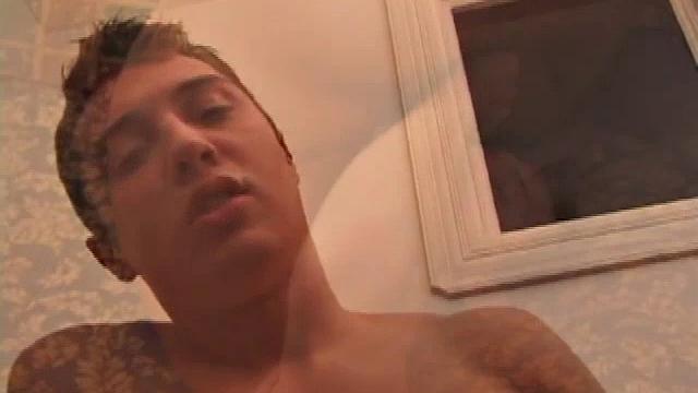 Jake bends over for a deep self suck and strokes his thick cock until he explodes