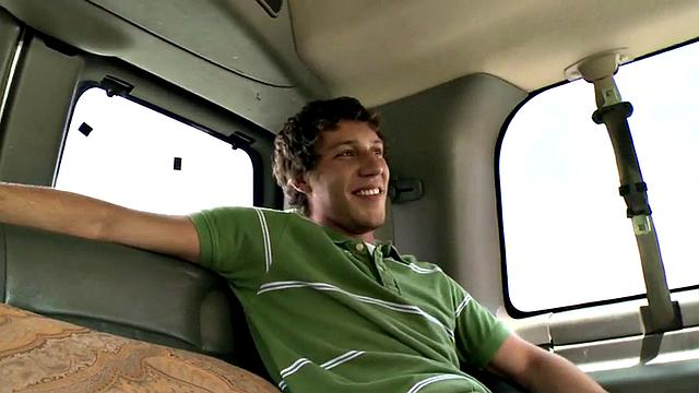 Amateur dude fucks gay ass in bus after blindfolded BJ