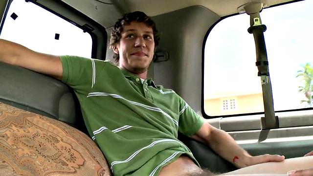 Amateur dude fucks gay ass in bus after blindfolded BJ