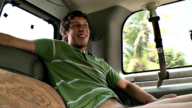 Amateur dude fucks gay ass in bus after blindfolded BJ