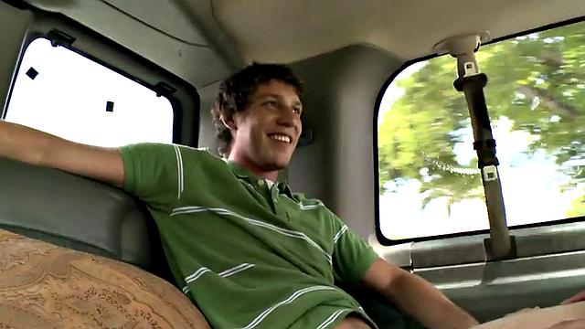 Amateur dude fucks gay ass in bus after blindfolded BJ