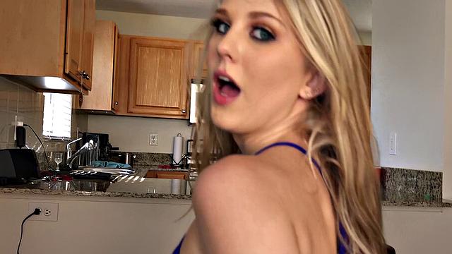 Athletic Girlfriend in Workout Gear Gets Pounded from Behind in the Kitchen