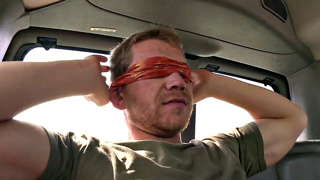 Fooled blindfolded barebacking gay after blowjob