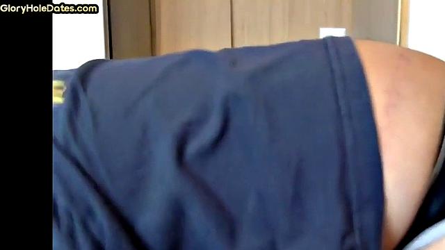 Homemade gloryhole DILF gets fucked after sucking