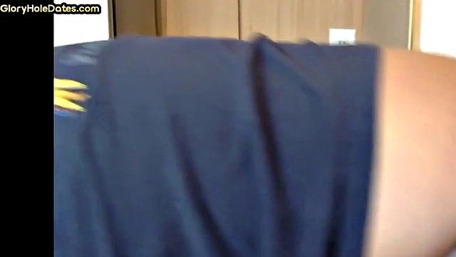 Homemade gloryhole DILF gets fucked after sucking