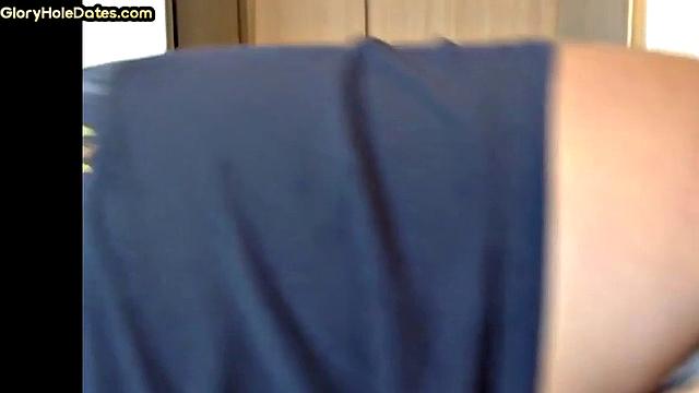 Homemade gloryhole DILF gets fucked after sucking