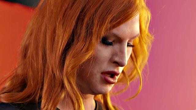 Redhead busty TS pussyfucks GF in makeup room