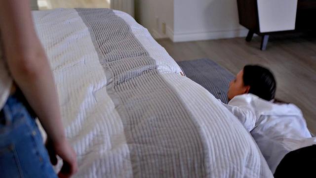 A tattooed brunette couple get naughty in the bedroom with ass licking and face sitting