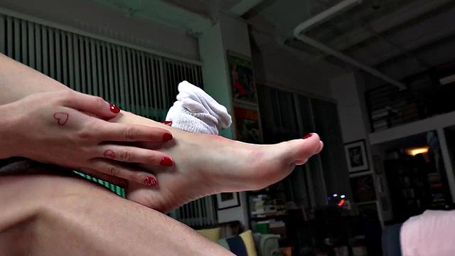 Skinny petite amateur wanks POV dick and talks dirty