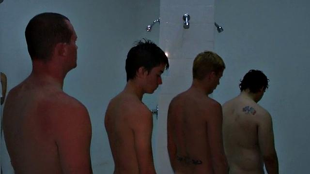 College stud fucked in shower room for college frat