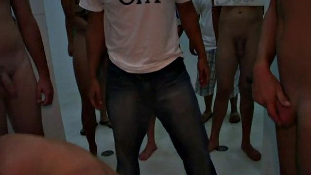 College stud fucked in shower room for college frat