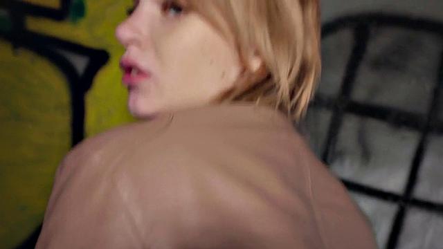 Brown-haired teen with small tits gets fucked in public for cash