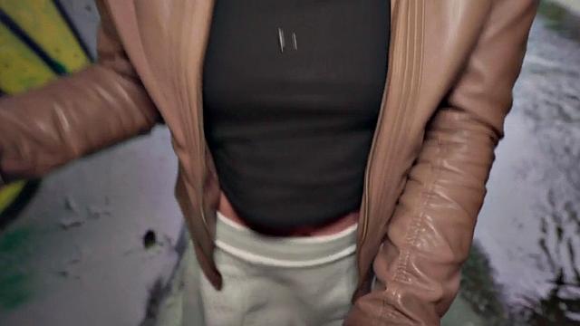 шальная брюнетка отдается за деньги прямо на улице