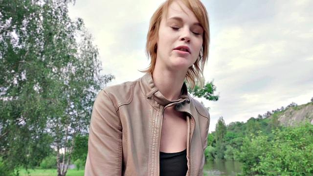 Brown-haired teen with small tits gets fucked in public for cash