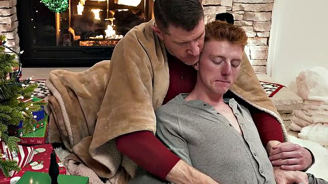 Ginger stepson with skinny body barebacked for Xmas
