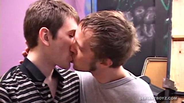 After making out, Dorian Jensen and James O'Neil strip and pleasure each other's cock. Dorian cums on James' face and receives a messy facial.