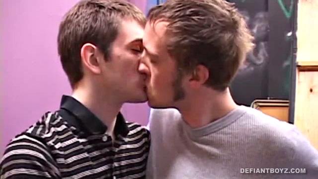 After making out, Dorian Jensen and James O'Neil strip and pleasure each other's cock. Dorian cums on James' face and receives a messy facial.