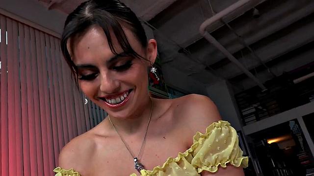 21yo amateur buttplug slut gives foot oiled HJ in POV