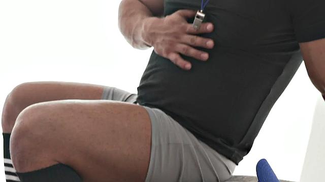 Massive tattooed dad bottom barebacked by twink