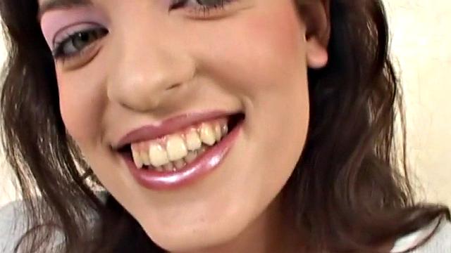 Oiled teen gapes and masturbates her wet and shaved pussy