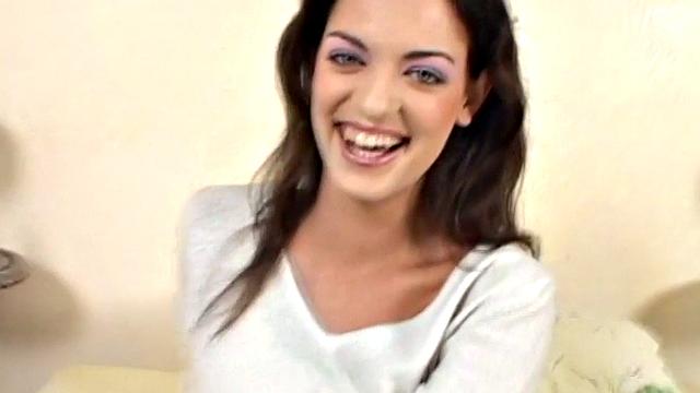 Oiled teen gapes and masturbates her wet and shaved pussy