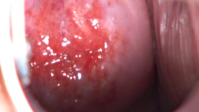 Oiled teen gapes and masturbates her wet and shaved pussy