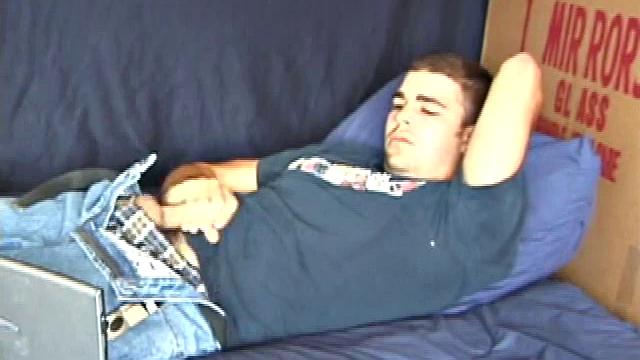 Young amateur Tony Hammer jacks off, sprays cum on his chest