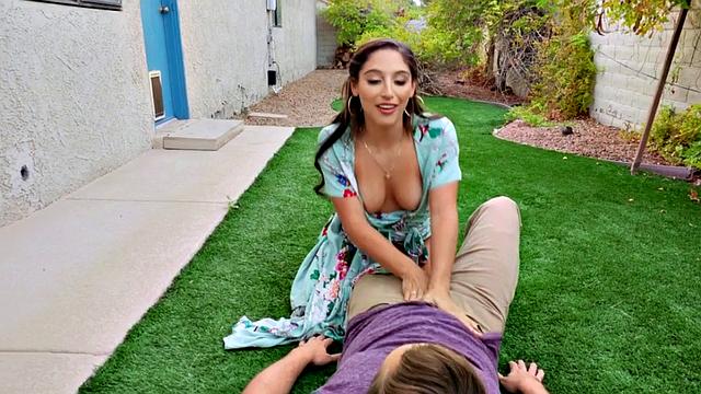 Busty babe fucked hard in doggystyle by big white dick