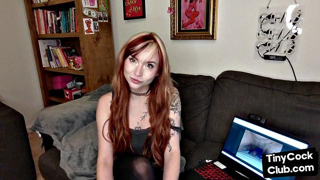 solo babe with colored hair talks dirty about small dicks