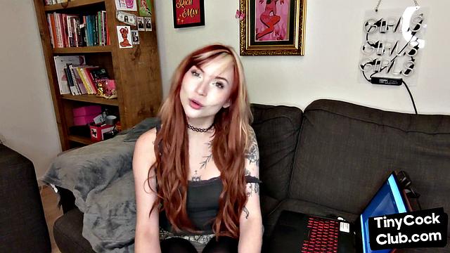 solo babe with colored hair talks dirty about small dicks