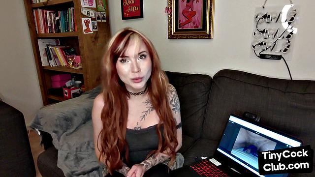 solo babe with colored hair talks dirty about small dicks