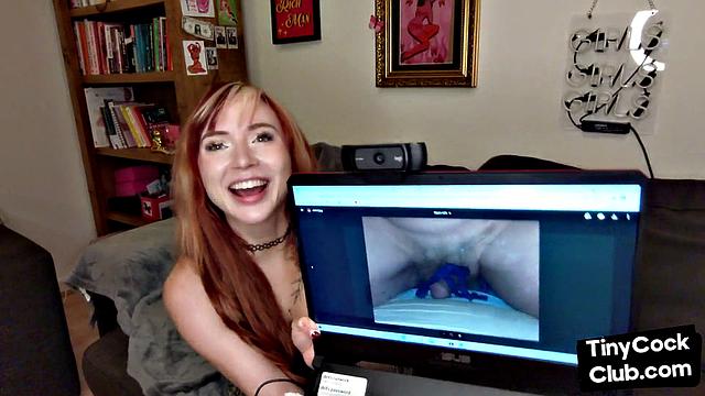 solo babe with colored hair talks dirty about small dicks