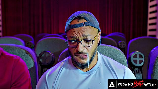 WE SWING BOTH WAYS - Hottest Bisexual Threesome With Strangers In A Movie Theater